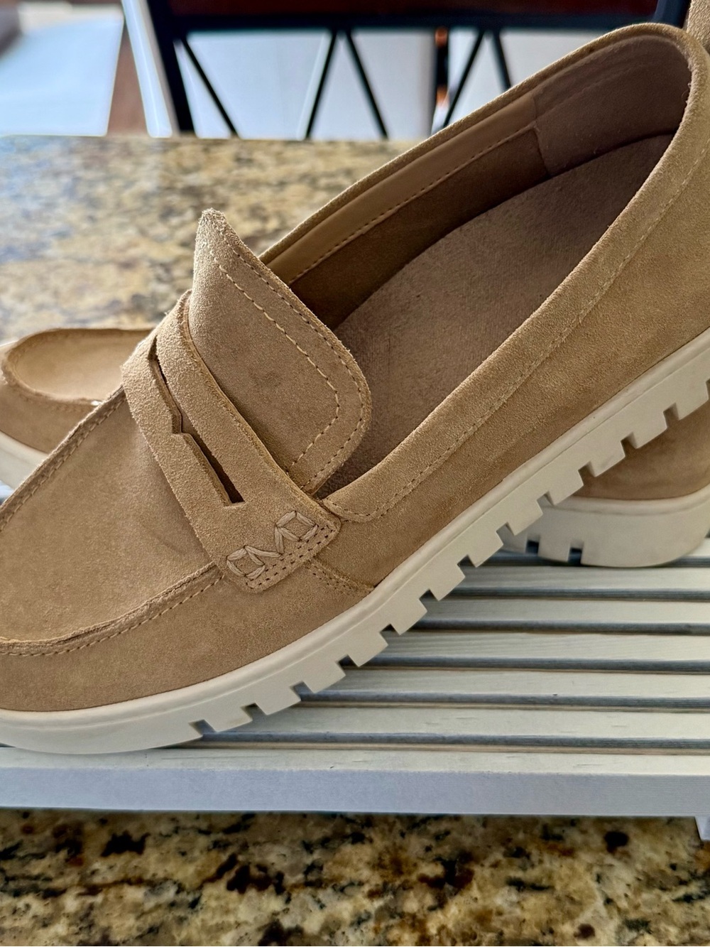 Casual Suede Penny Loafers in Tan - Picture 4 of 6